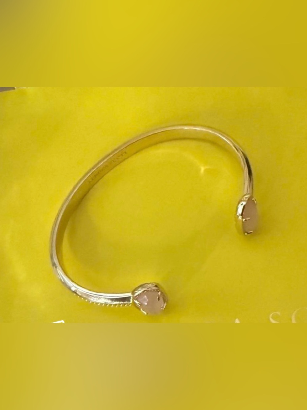 Kendra Scott Gold Tone Open Cuff with Pale Pink Stones